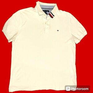 Tommy Hilfiger white short sleeve polo shirt- size medium